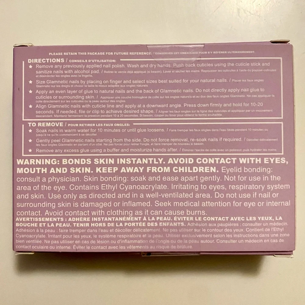 Glamnetic Press On Nails Purple Power Semi-Transparent Medium Almond Nails NEW - Picture 8 of 8